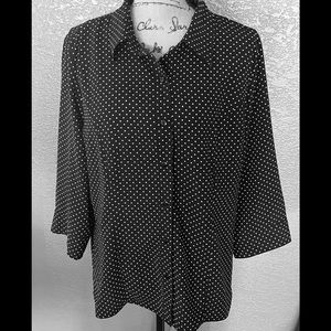 ⭕️Laura Scott Black w/White Dots Blouse.  XLP